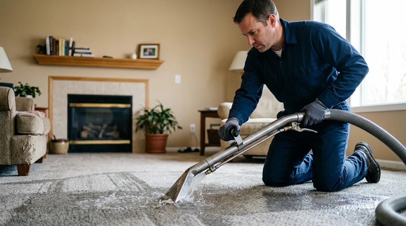 Water damage restoration technician working near Saratoga, WY